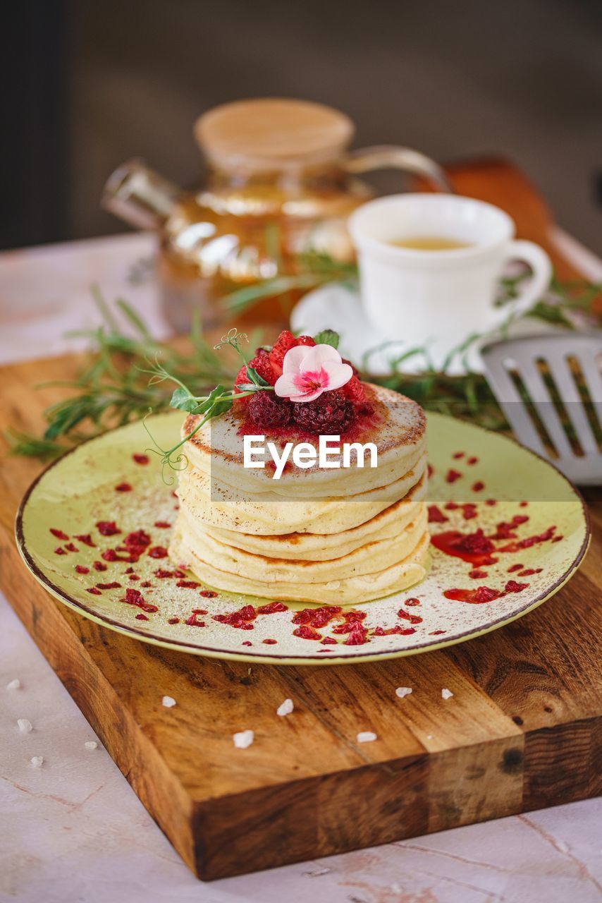 high angle view of food on table