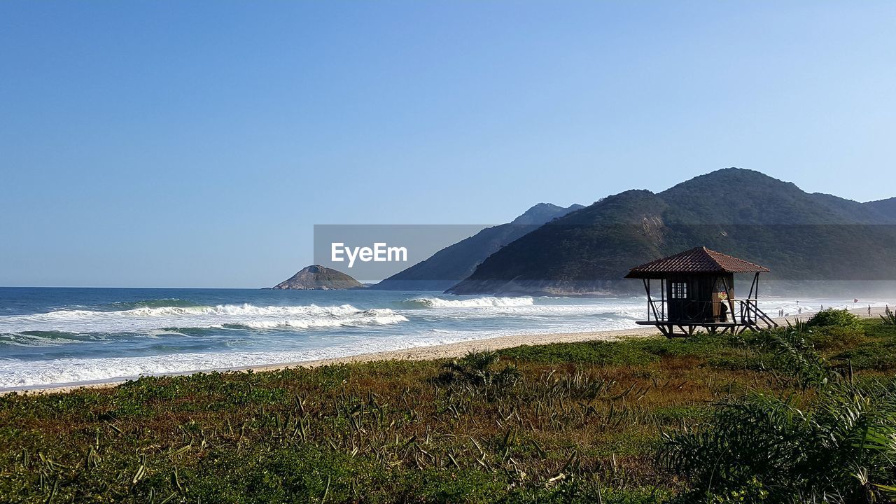 Scenic view of sea against clear sky