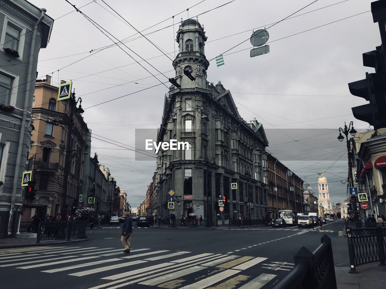 View of city street against sky