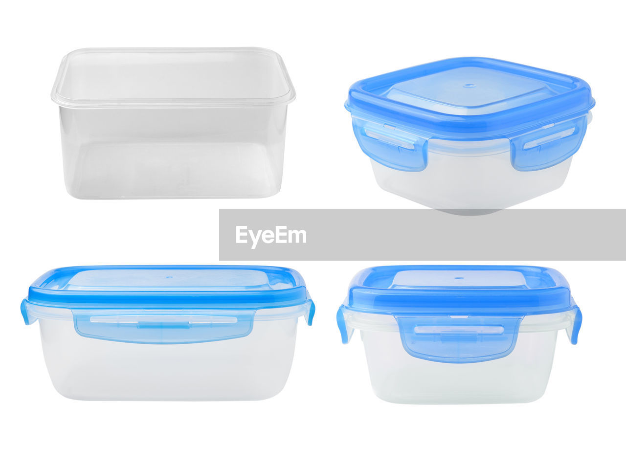 Close-up of plastic containers over white background