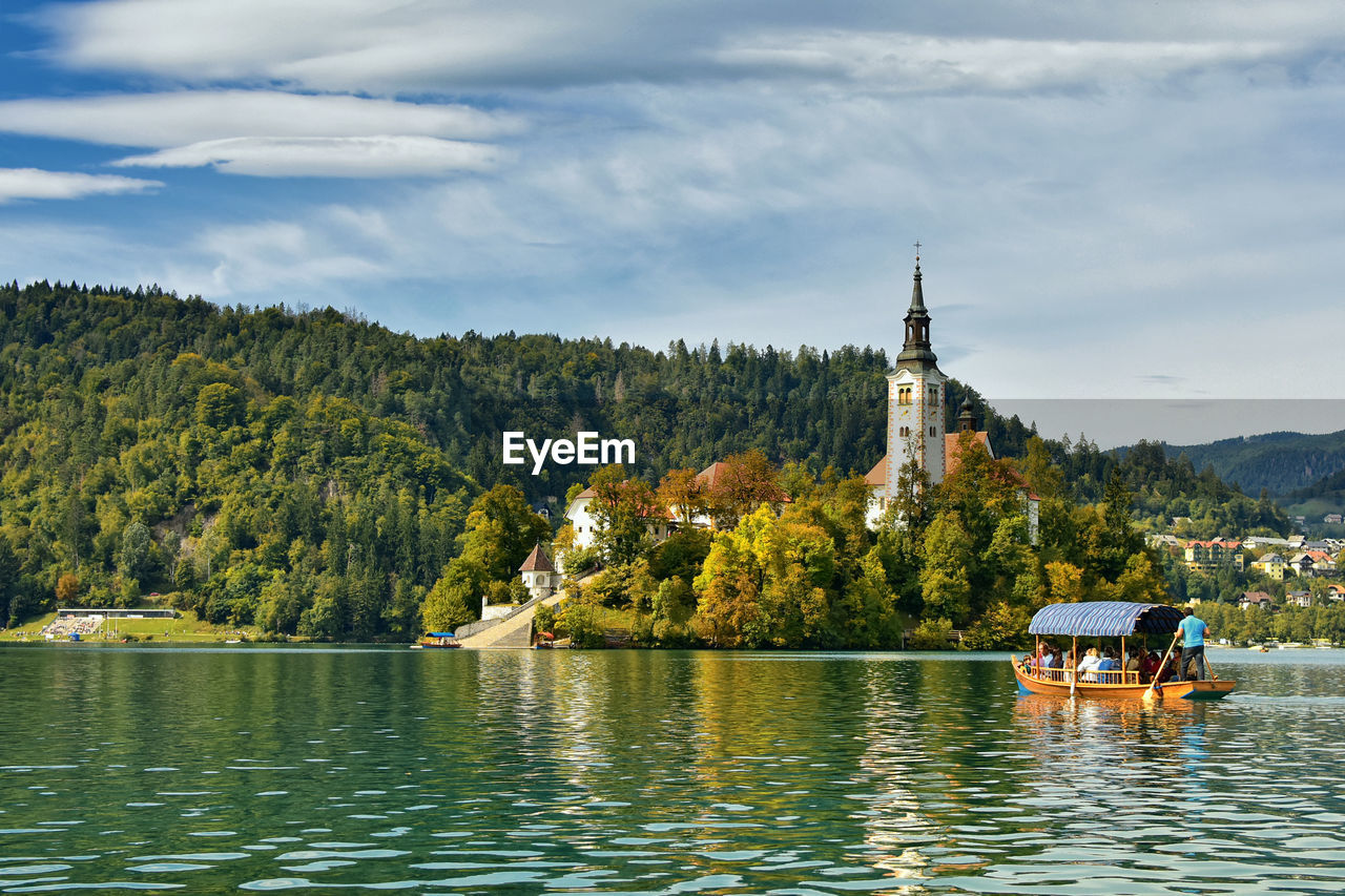 Scenic view of lake bled
