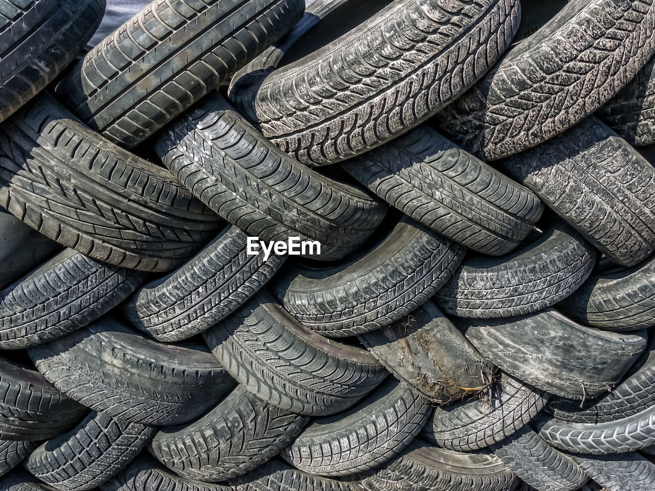 Full frame shot of tire stack