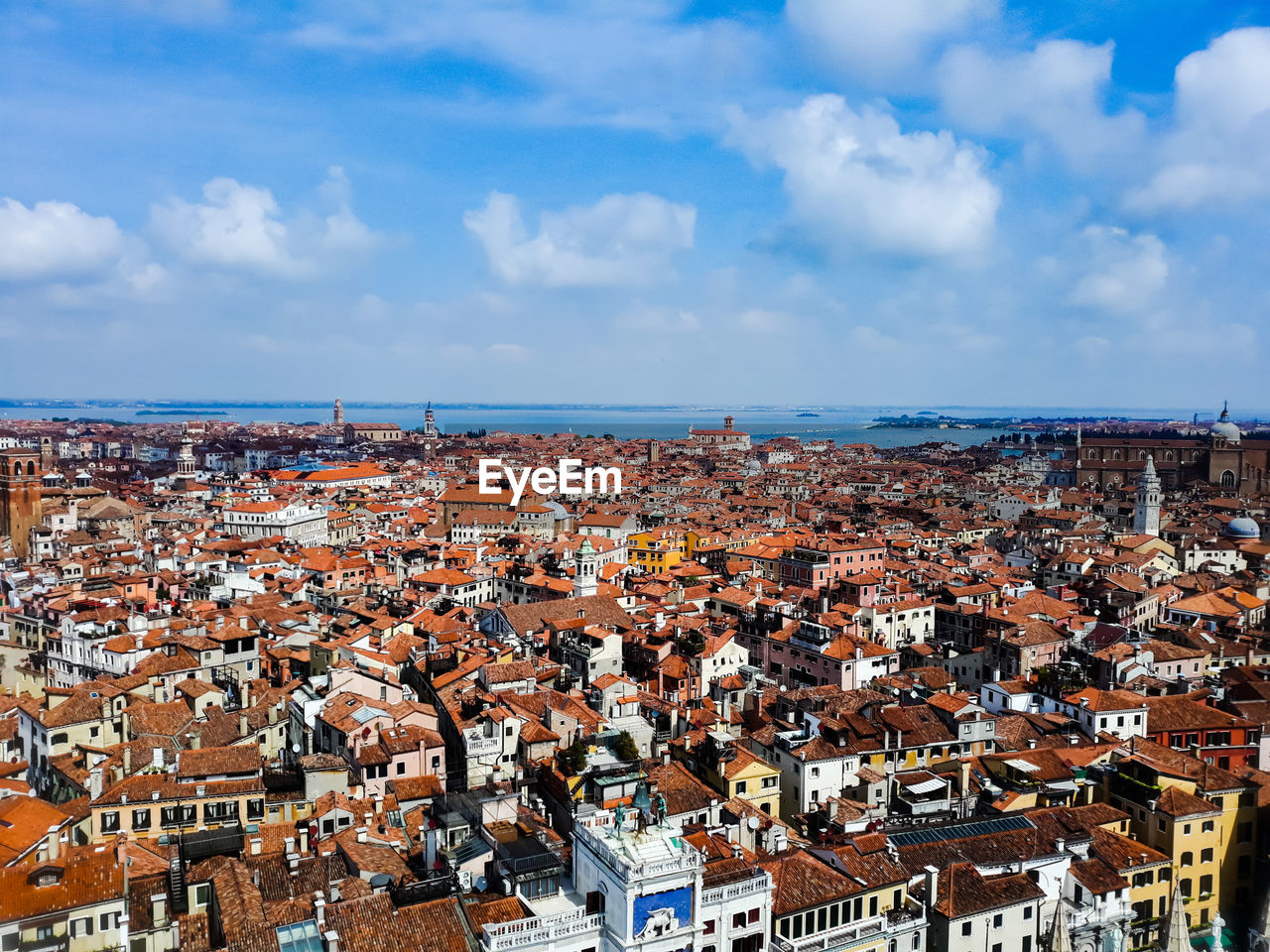 High angle view of townscape against sky