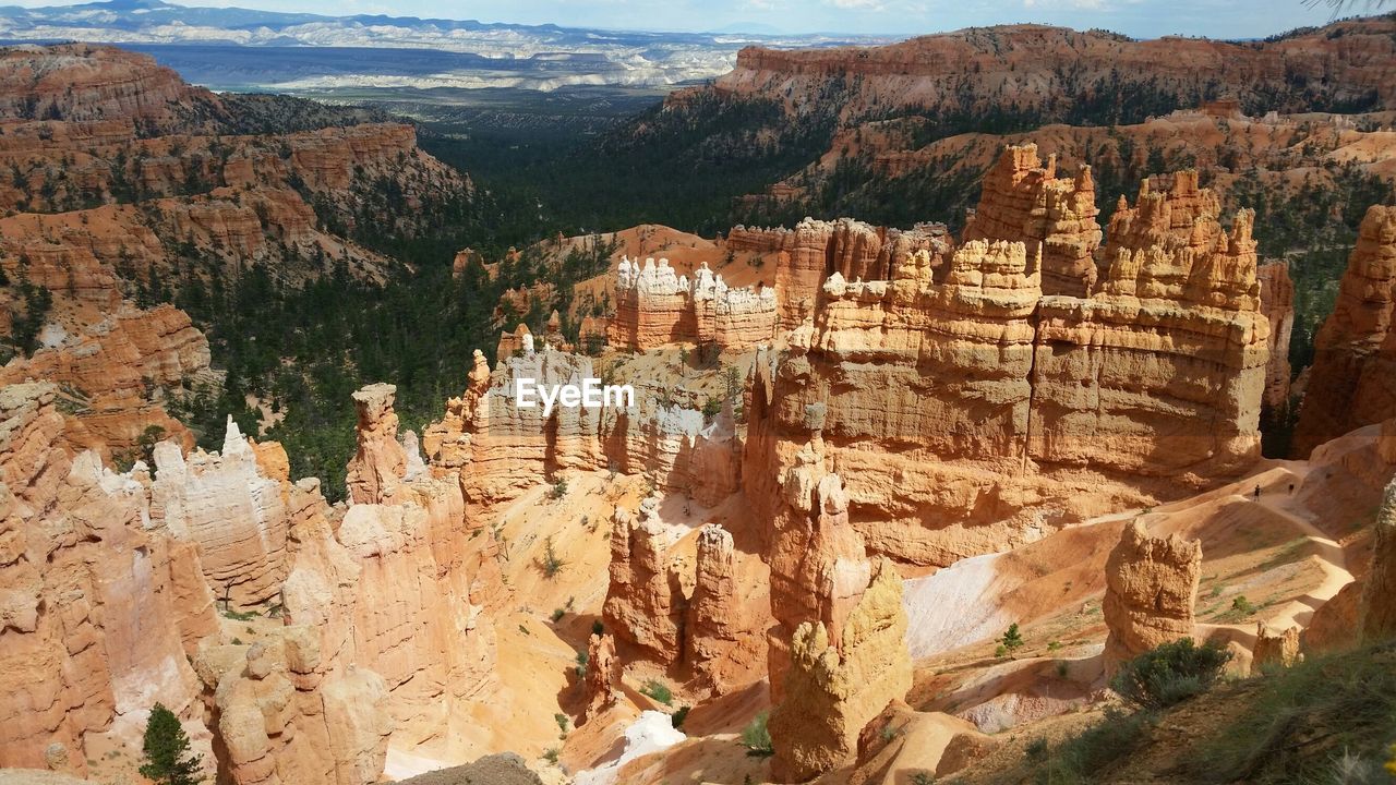 High angle view of rock formations at bryce canyon national park