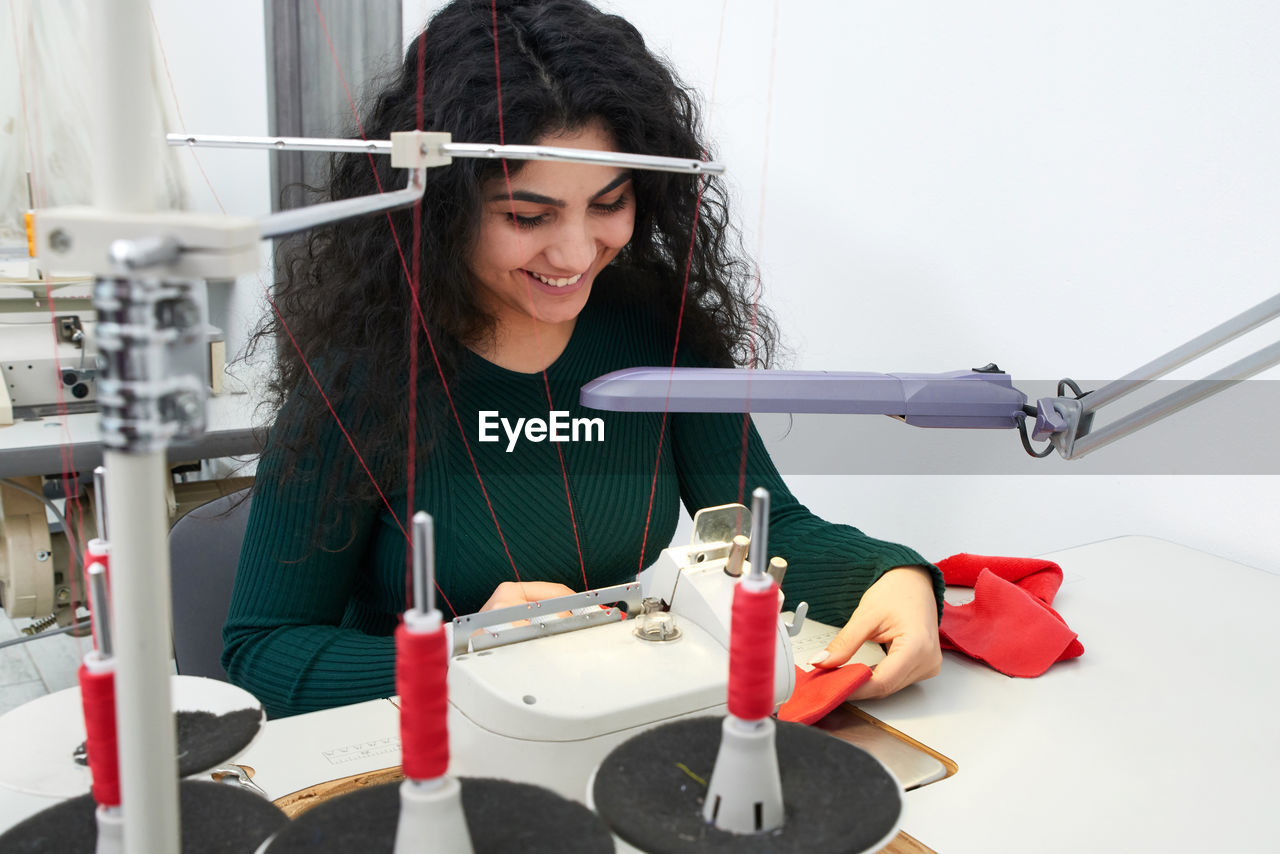 Portrait of happy woman working