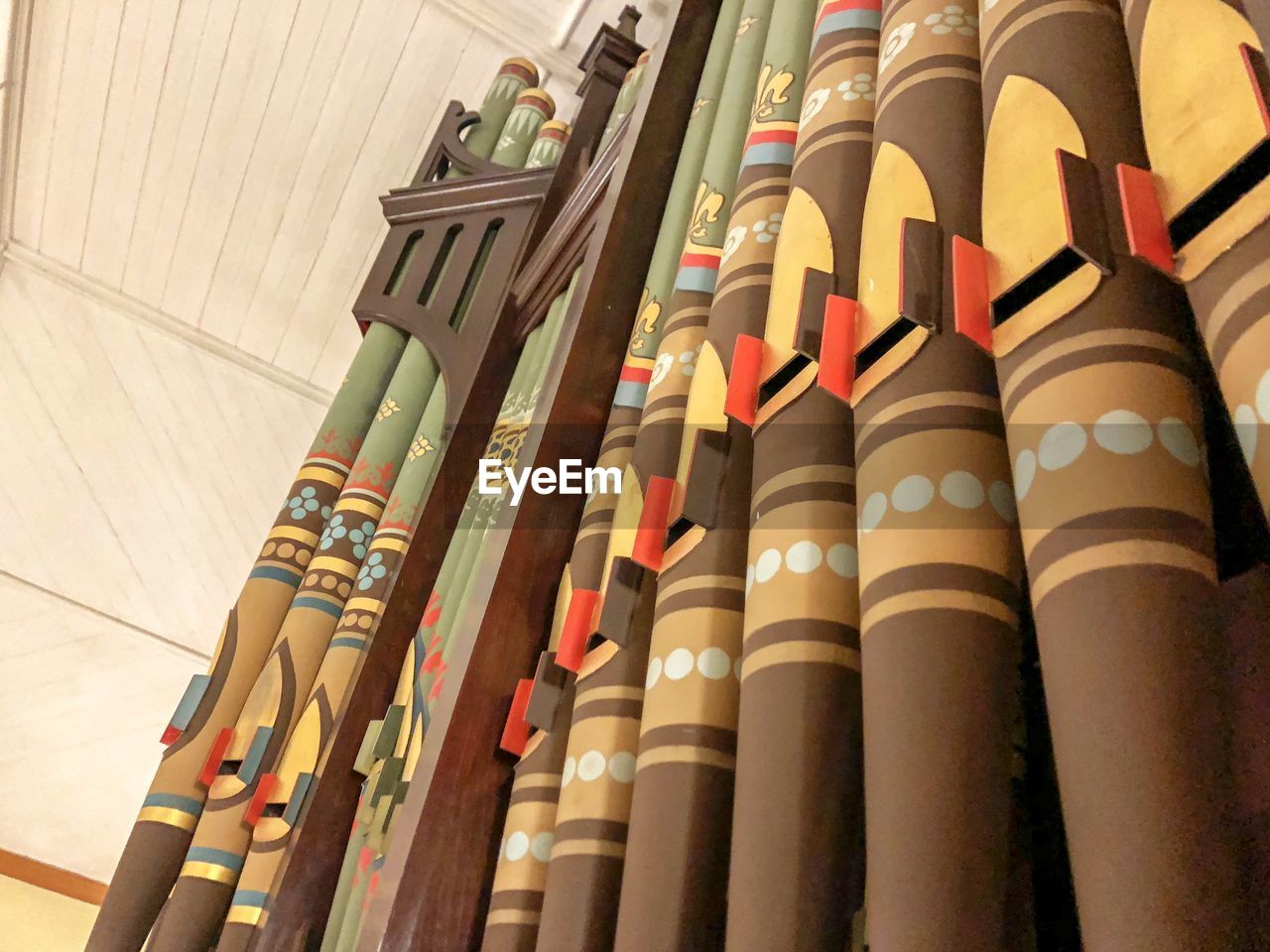 HIGH ANGLE VIEW OF MULTI COLORED UMBRELLAS