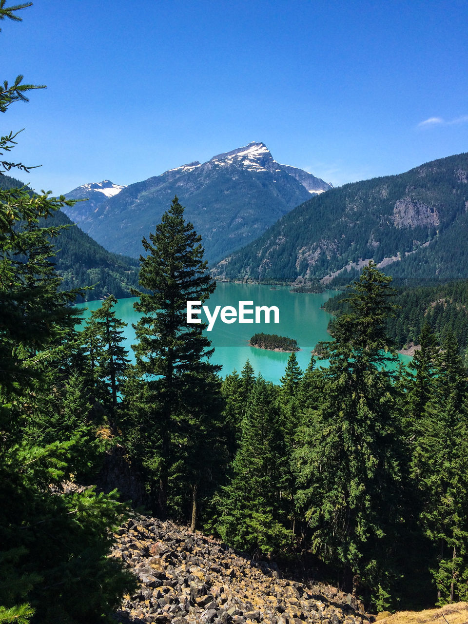 Scenic view of diablo lake amidst mountains at north cascades national park