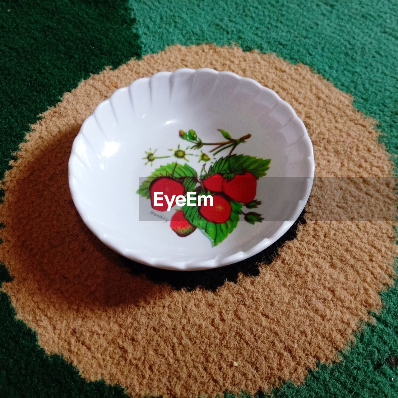 HIGH ANGLE VIEW OF PLANT GROWING IN PLATE ON GREEN LEAF