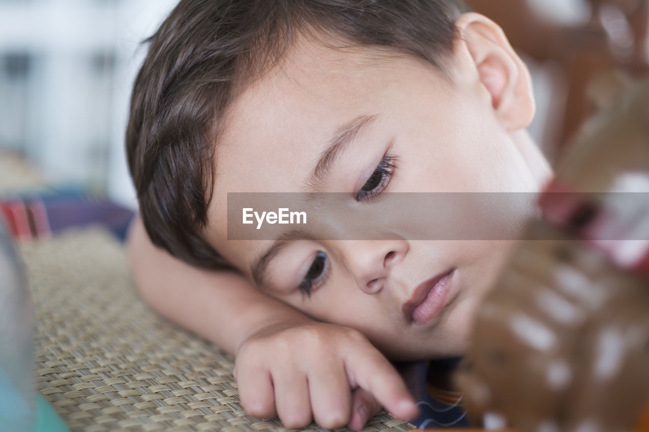 Close-up portrait of cute baby boy