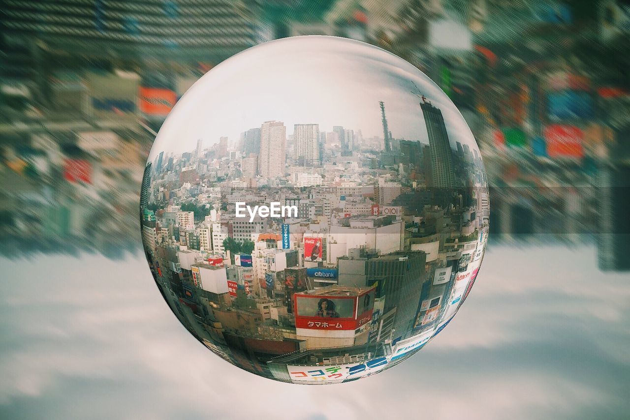 Cityscape captured in soratama lens