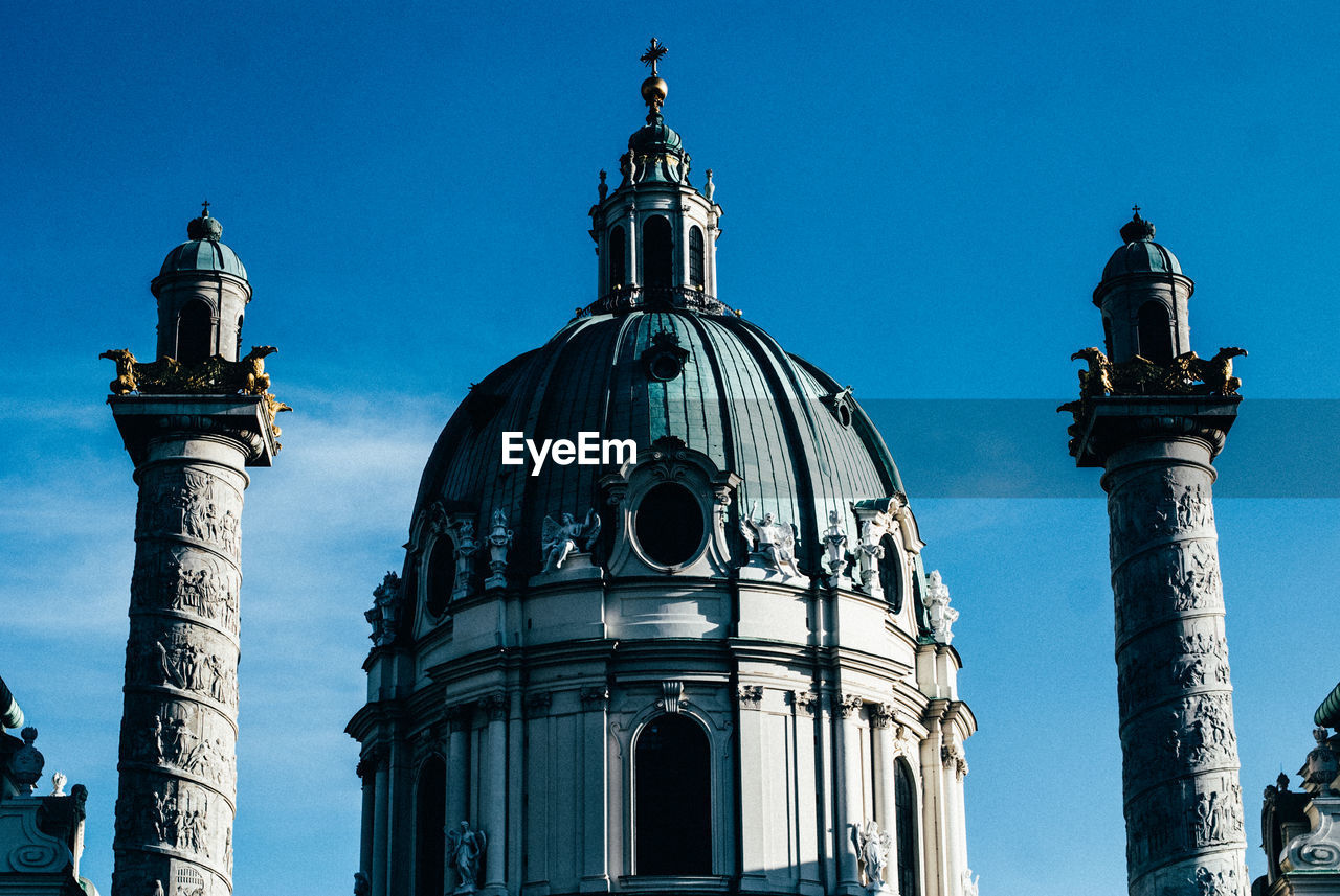 Low angle view of church against clear sky