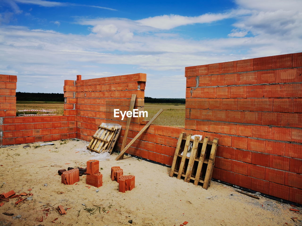 Building a brick wall. brick walls.