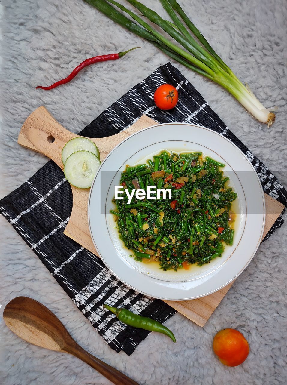 High angle view of vegetables in bowl on table