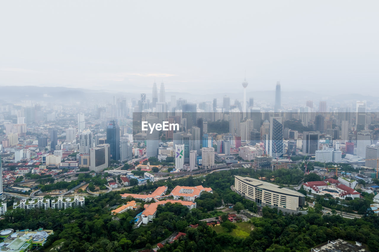 AERIAL VIEW OF MODERN BUILDINGS IN CITY