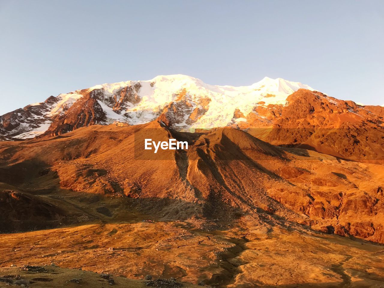 Scenic view of mountains against clear sky