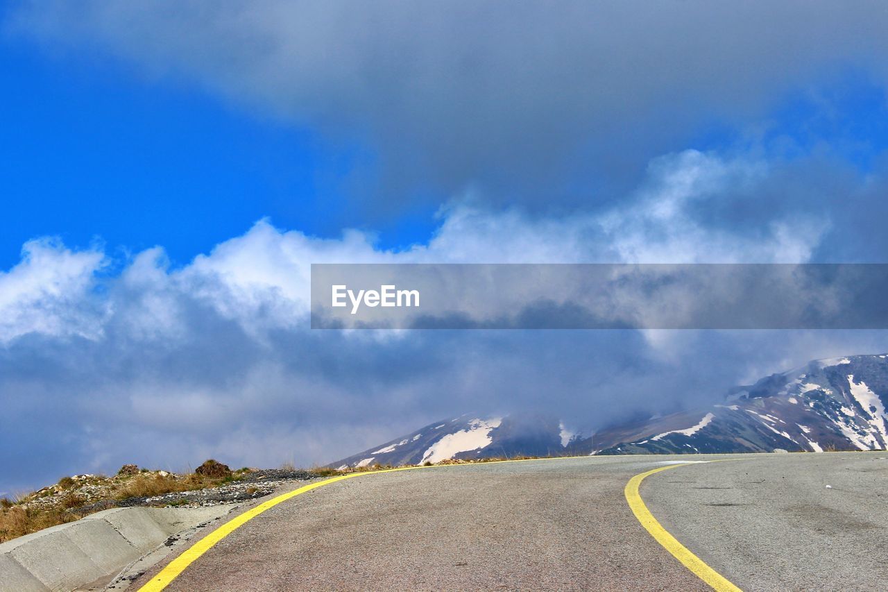 EMPTY ROAD ALONG LANDSCAPE AGAINST SKY