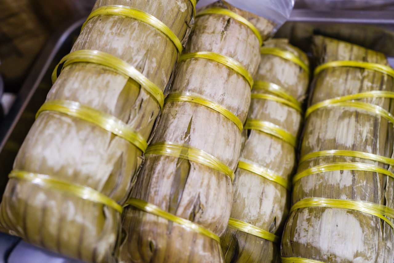 Ansam khmer cake zong zi for sale in the market in phnom penh