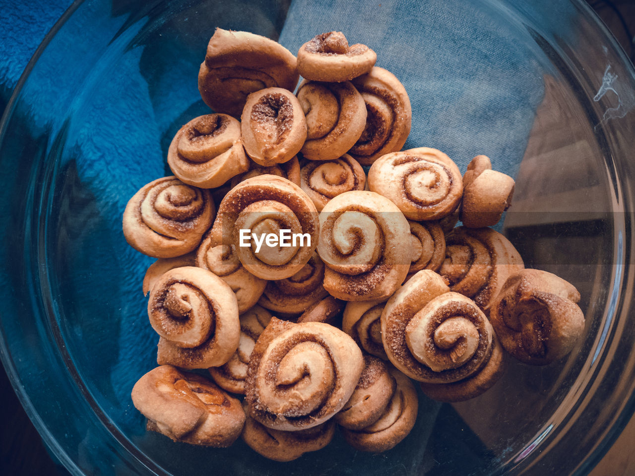 High angle view of cinnamon in plate