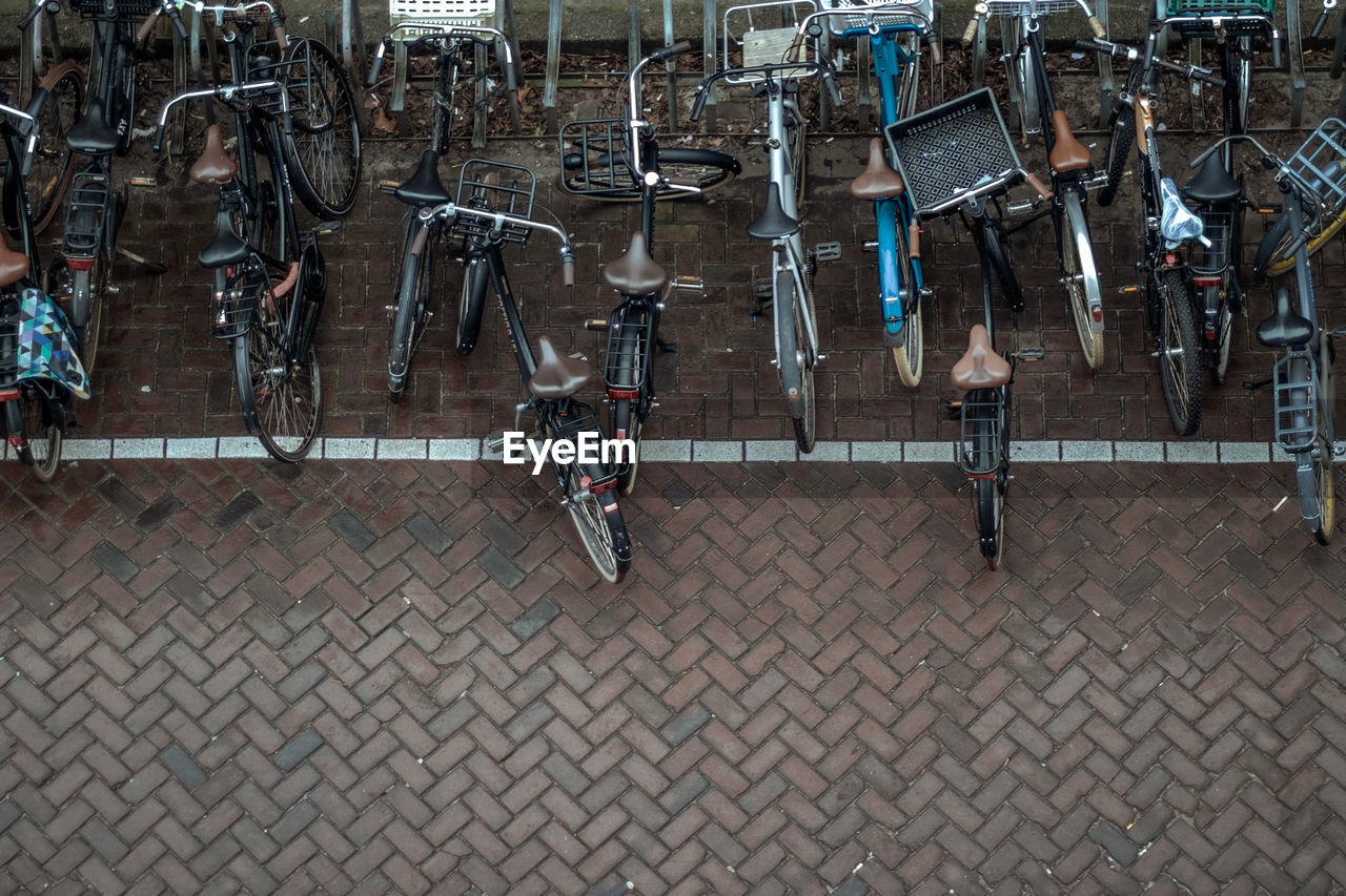 high angle view of bicycle