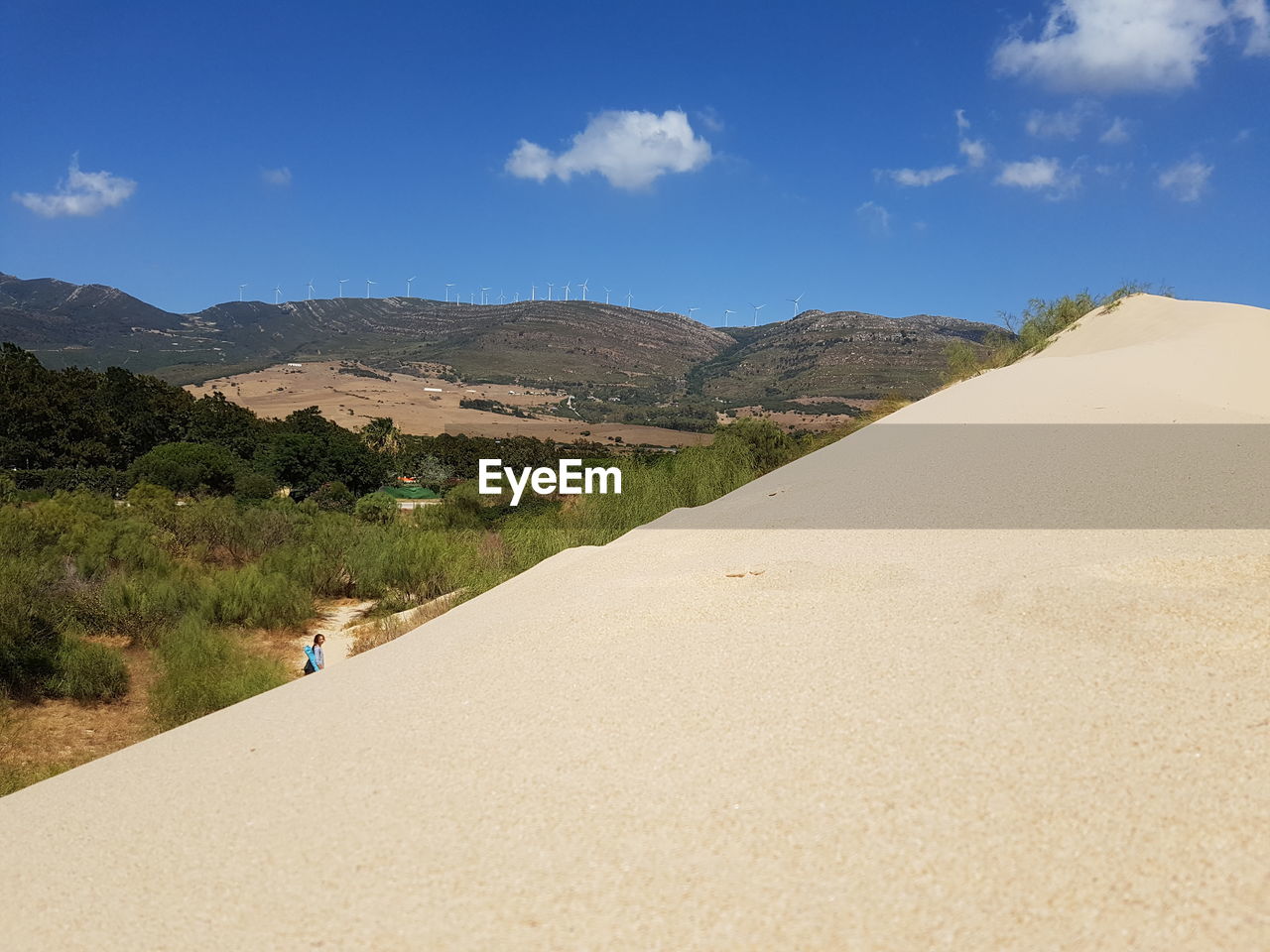 Scenic view of landscape against sky, sandune