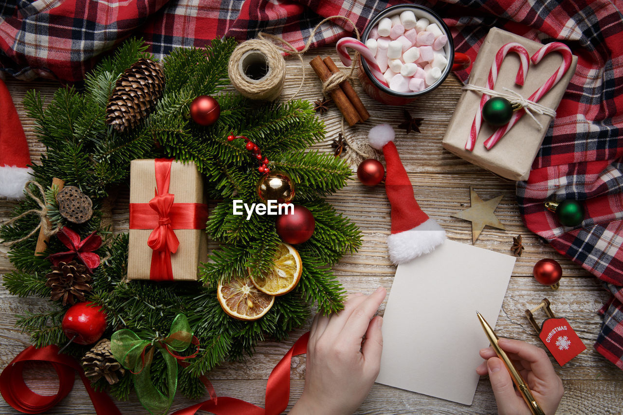 christmas decorations on table