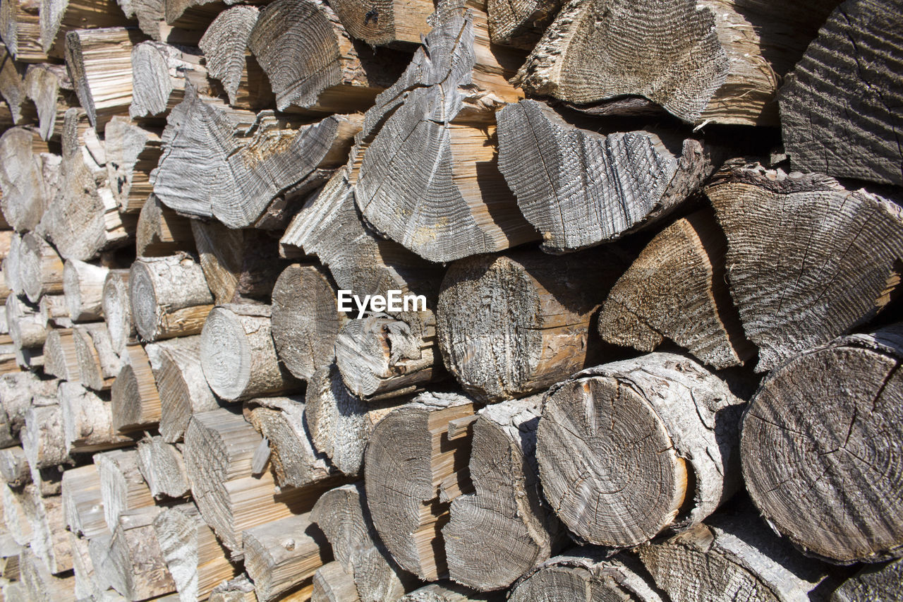 FULL FRAME SHOT OF LOGS STACK