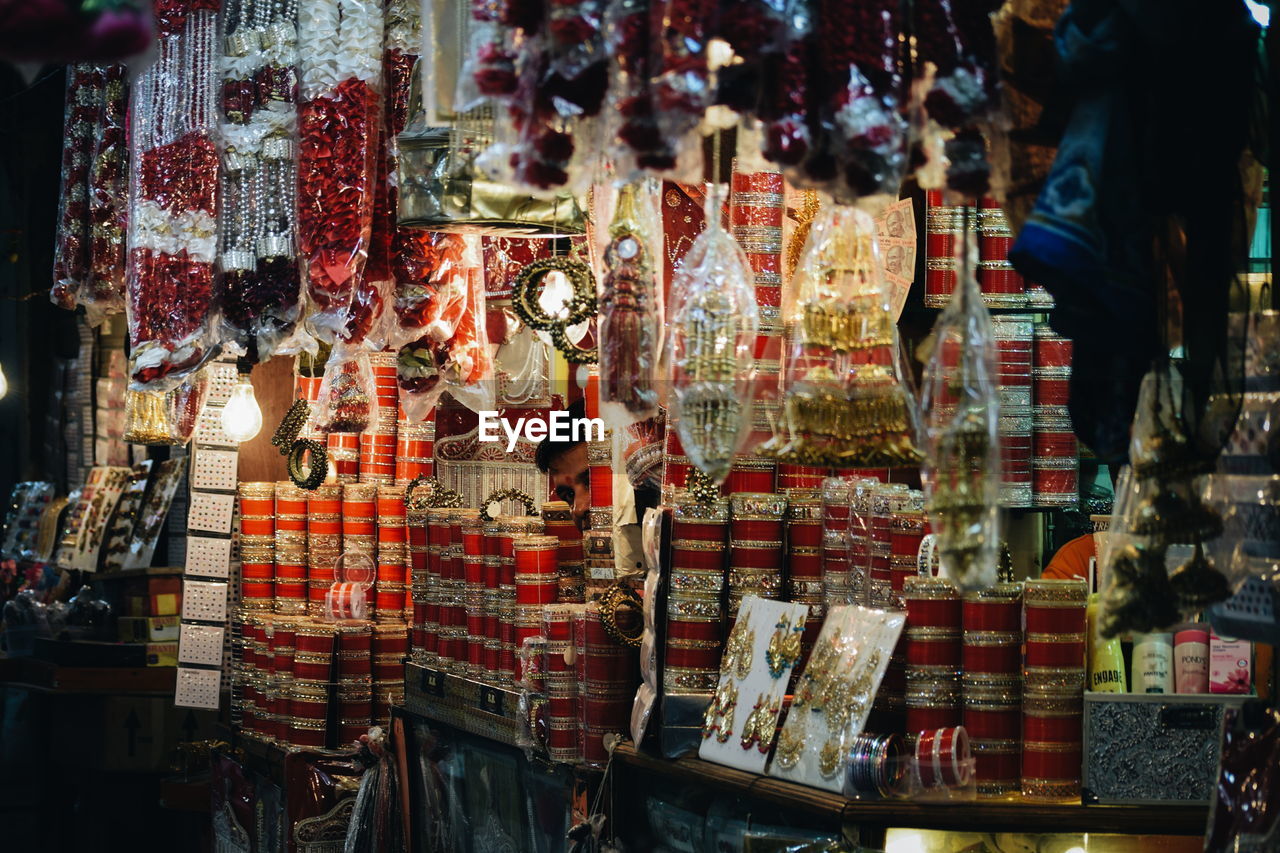 Various bangles for sale at market