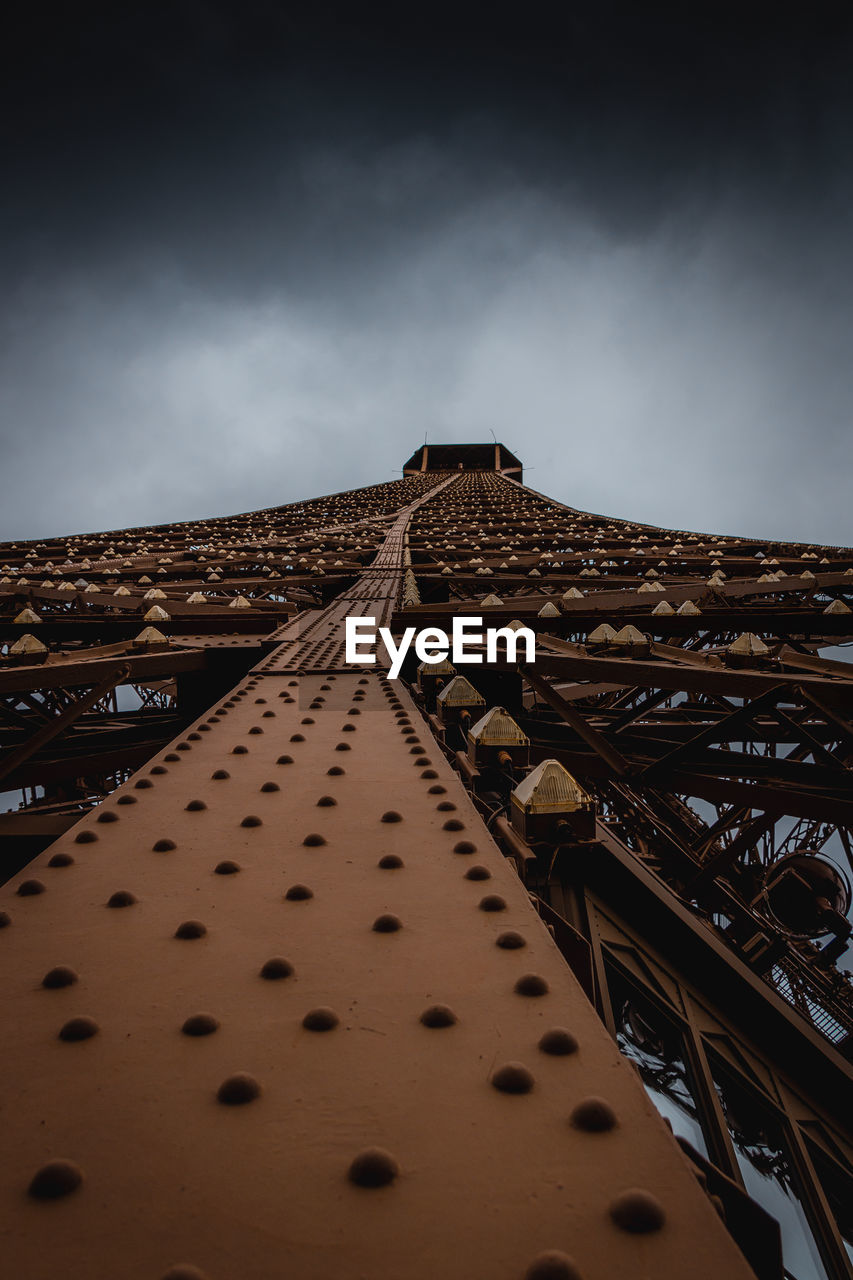 Low angle view of eiffel tower against sky 