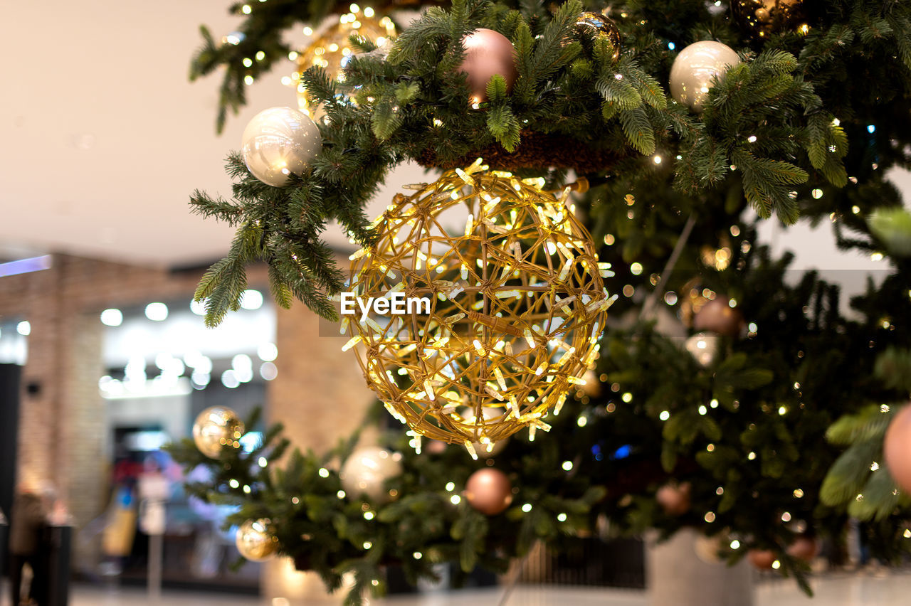 holiday, decoration, tree, christmas, celebration, christmas tree, christmas decoration, illuminated, tradition, plant, christmas lights, christmas ornament, hanging, no people, lighting equipment, night, indoors, nature, focus on foreground, branch, event, interior design