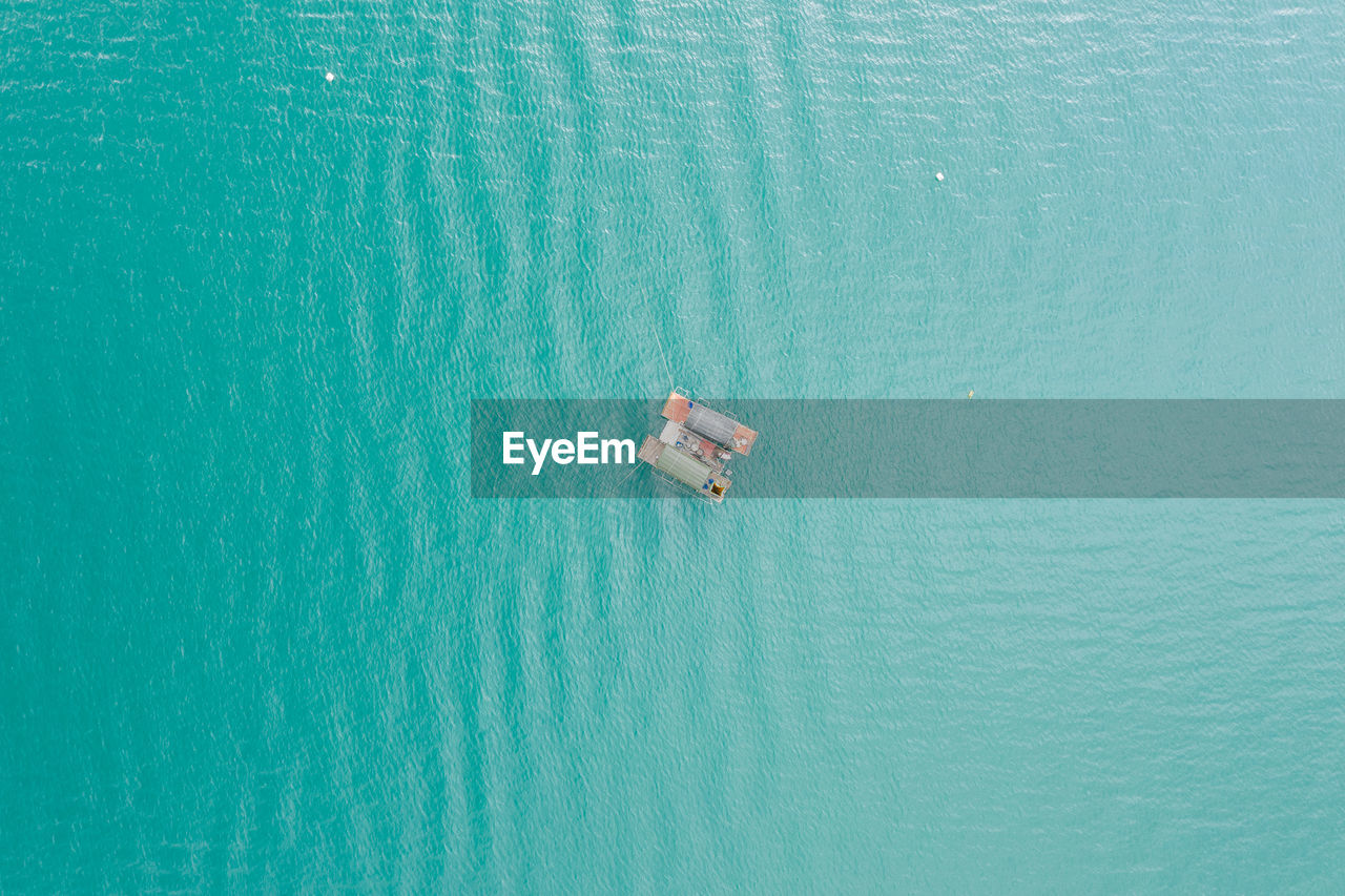 Aerial view of nautical vessel in lake