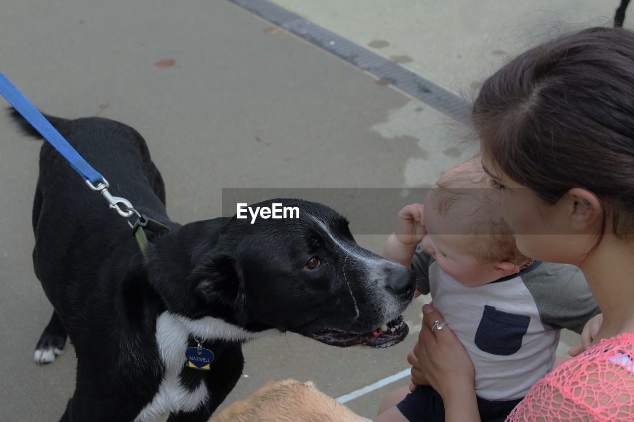 CLOSE-UP OF YOUNG GIRL HOLDING DOG