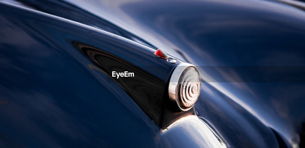 High angle view of blue vintage car tail light