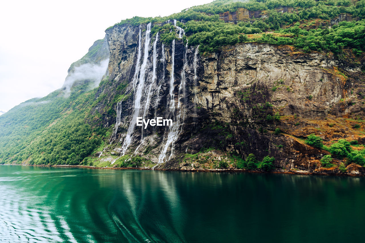 Scenic view of lake and mountains