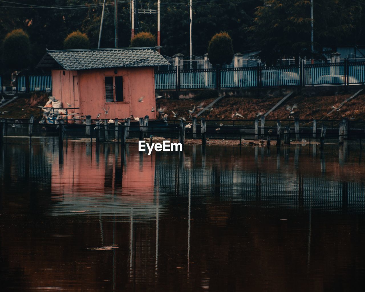 HOUSES BY LAKE IN CITY