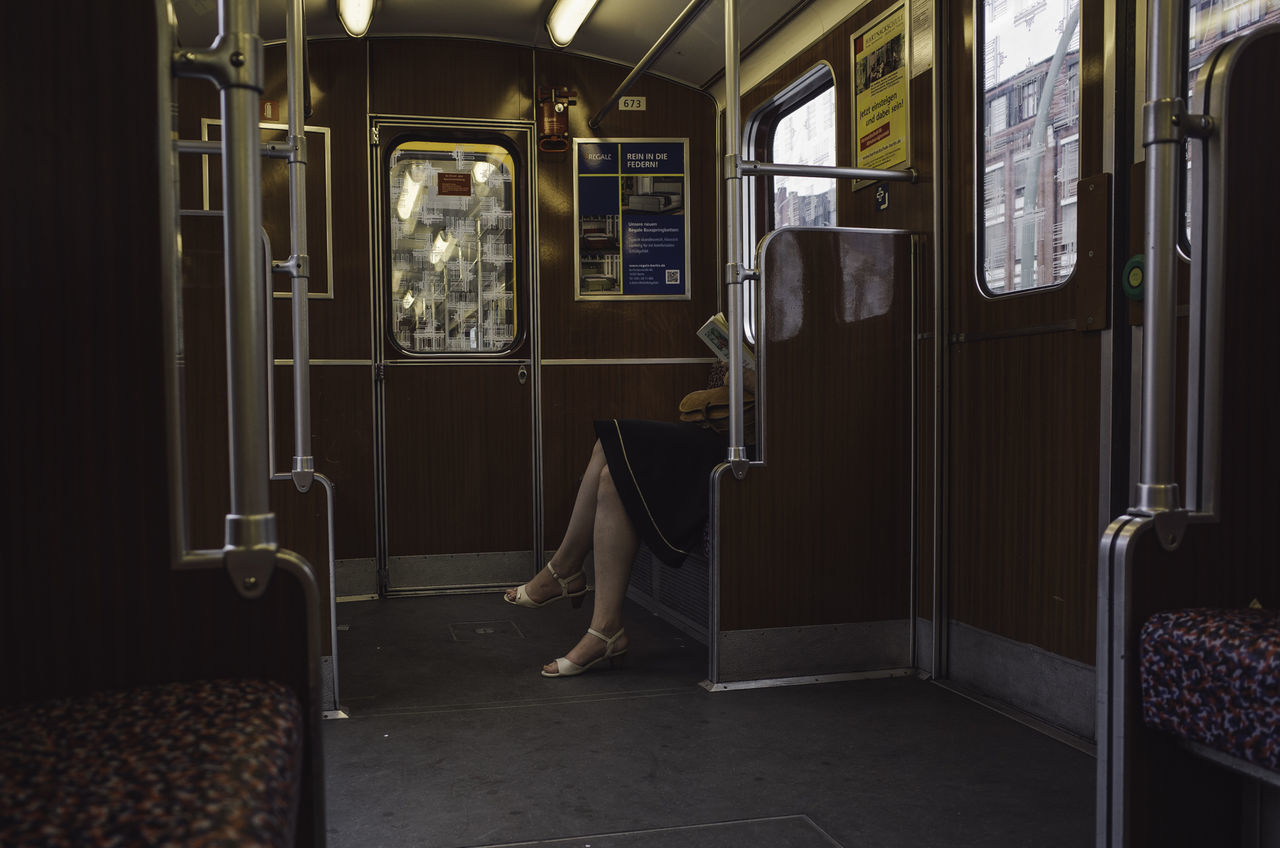 VIEW OF TRAIN IN EMPTY SEATS