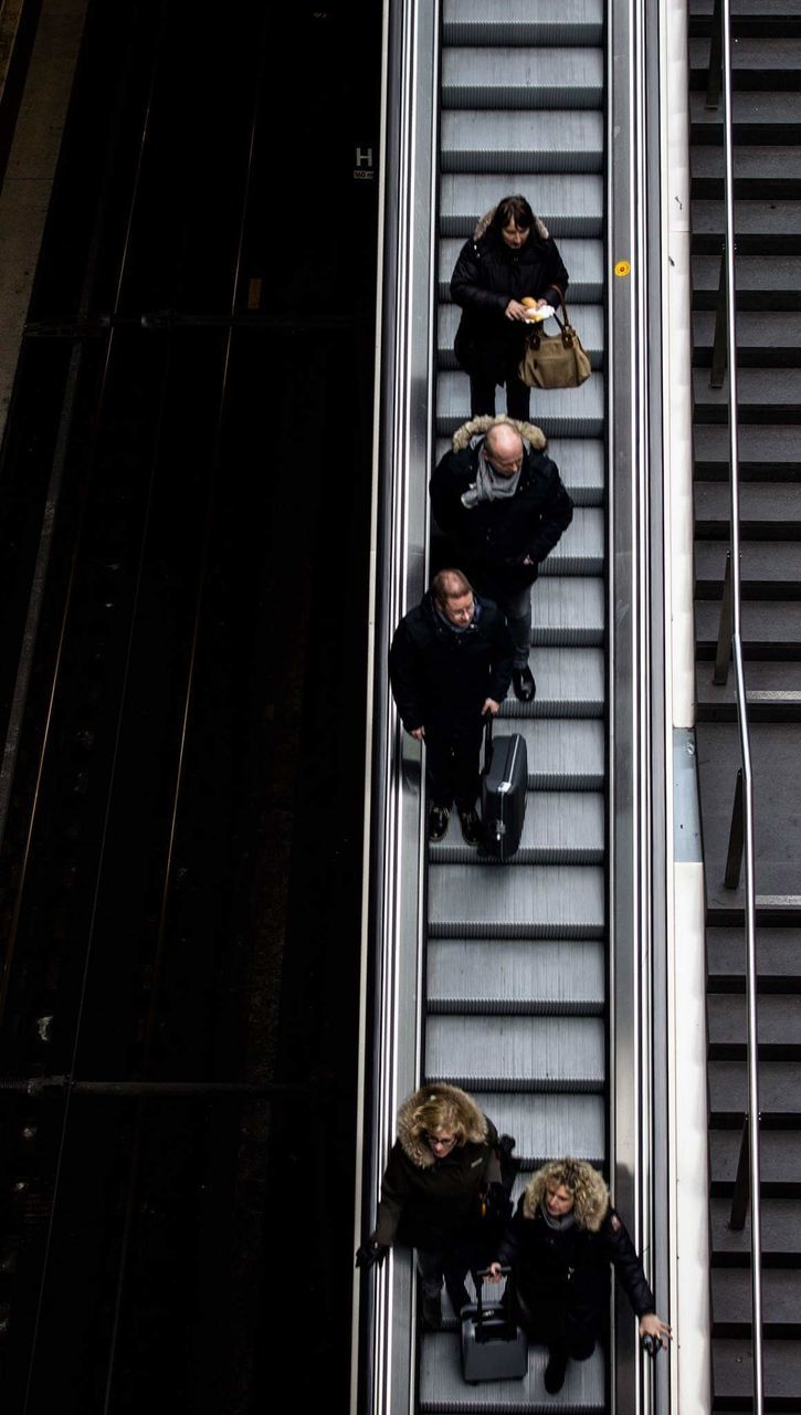 Full length of people standing by railing