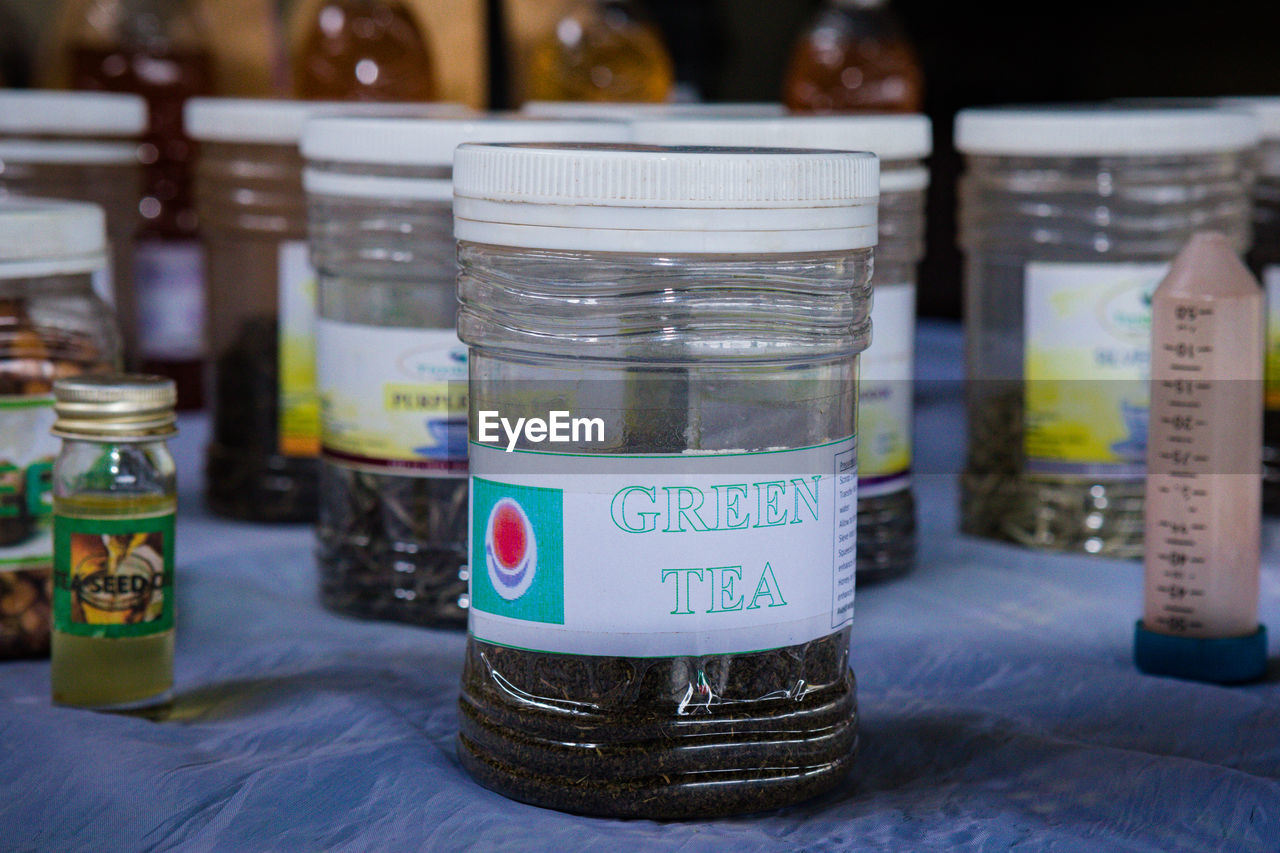 container, label, food and drink, text, healthcare and medicine, indoors, jar, no people, food, business finance and industry, bottle, western script, business
