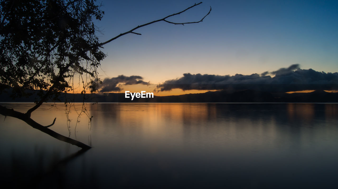 Calm lake at dusk