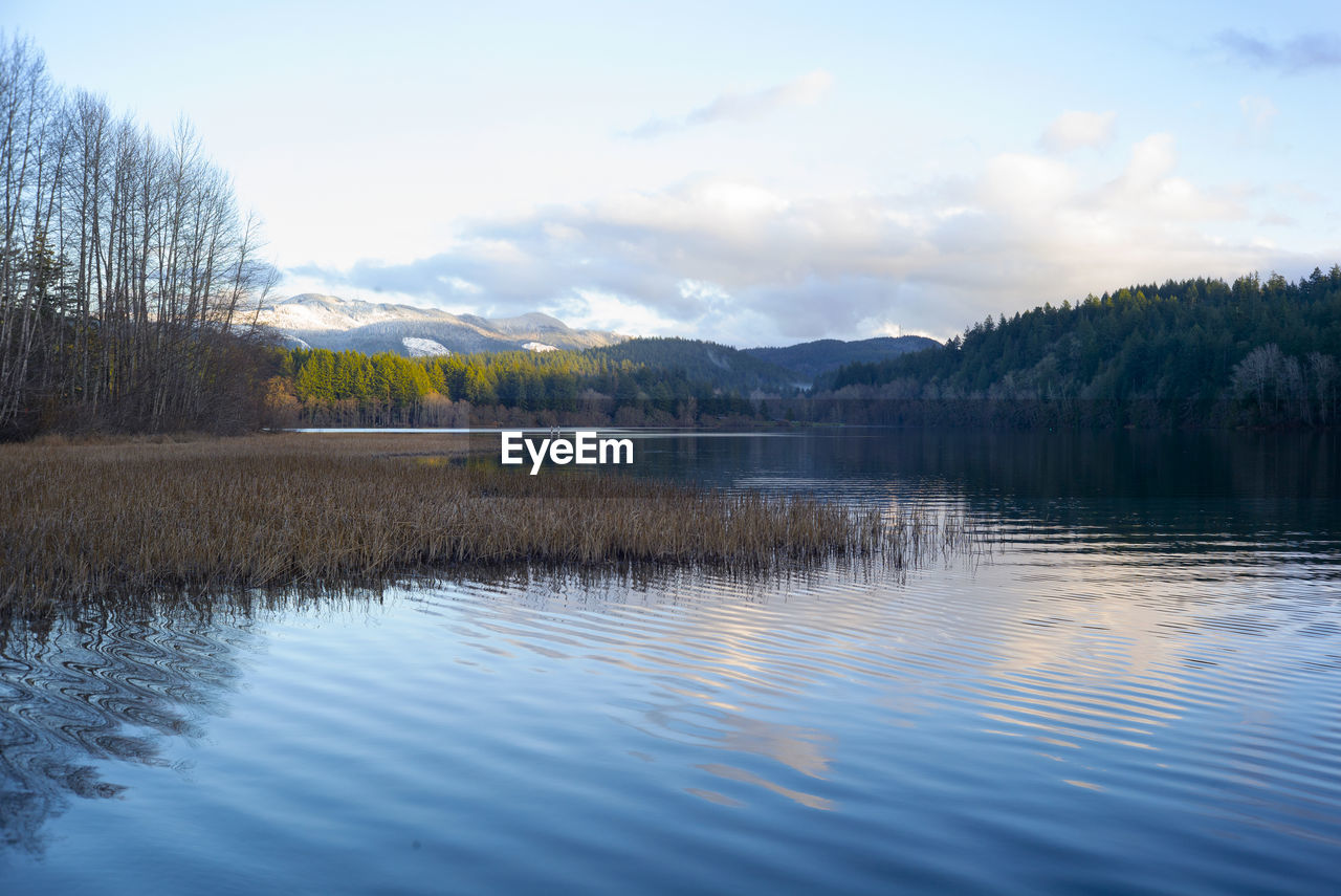 Scenic view of lake against sky