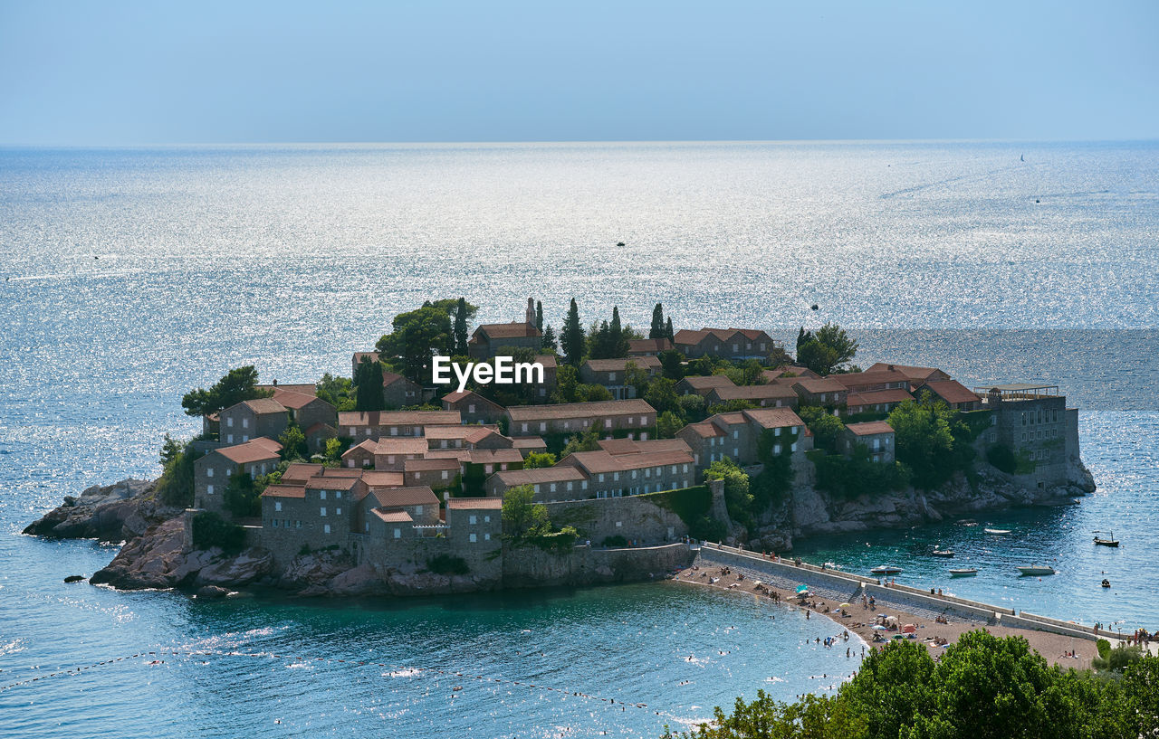 Sveti stefan island with houses in montenegro