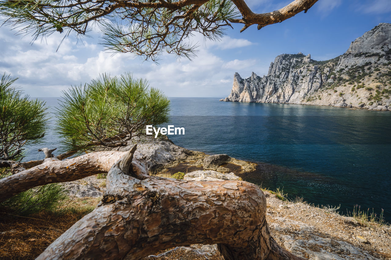 Scenic mountain karaul-oba nearby coastline of black sea.  novyi svit, crimea