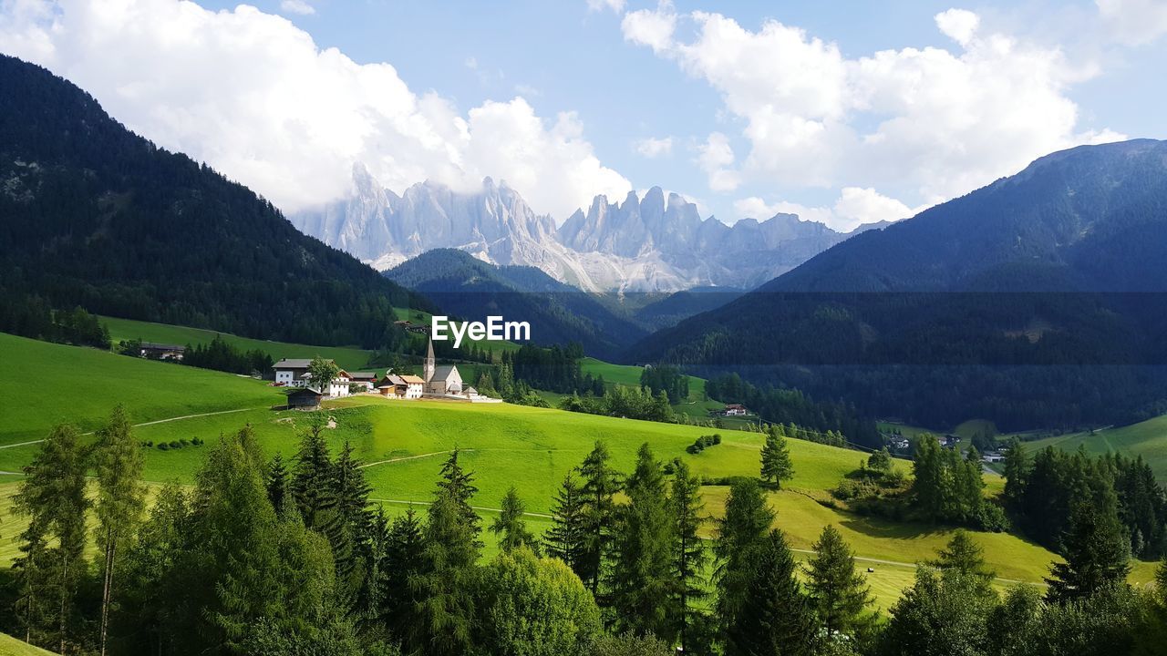 PANORAMIC SHOT OF LANDSCAPE AND MOUNTAINS AGAINST SKY