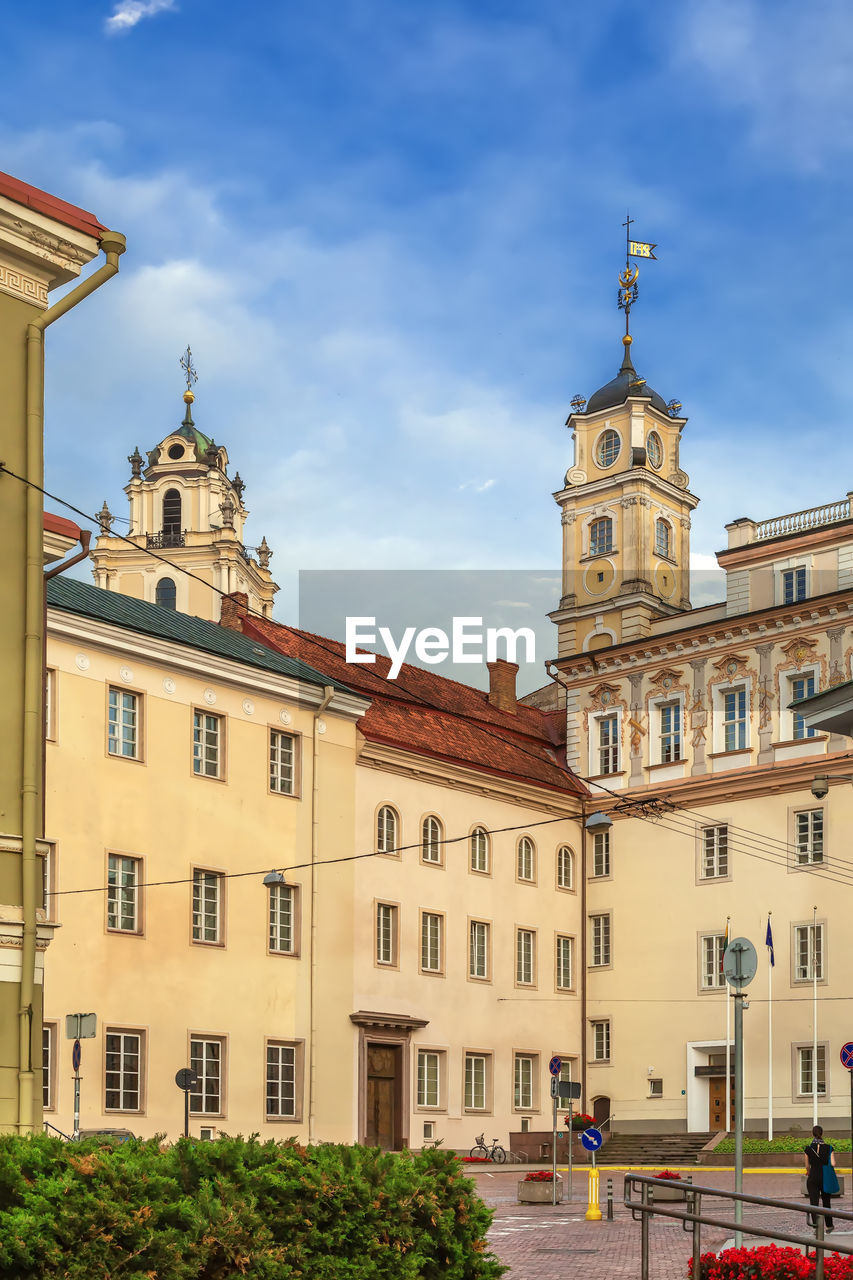 Building of vilnius university with tower, lithuania