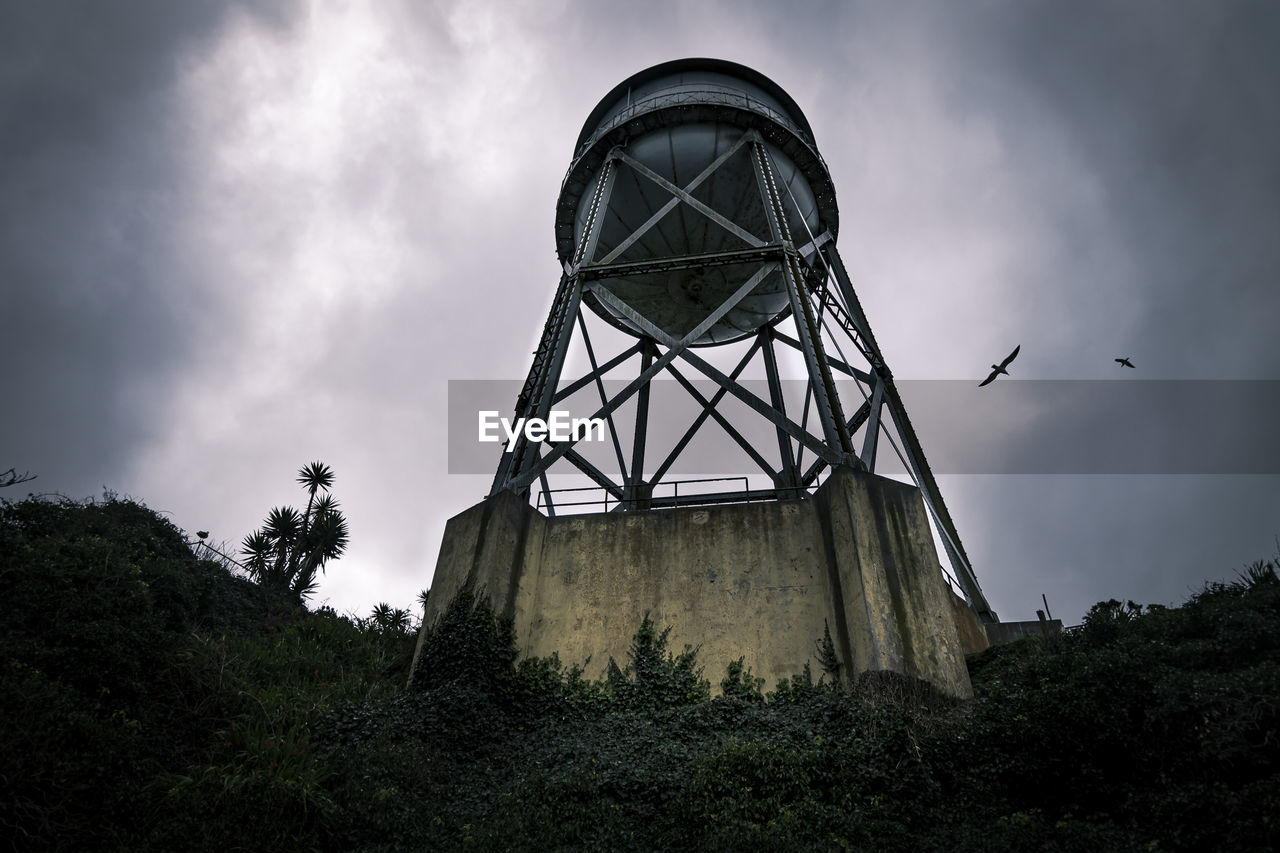 A water tower on alcatraz island.