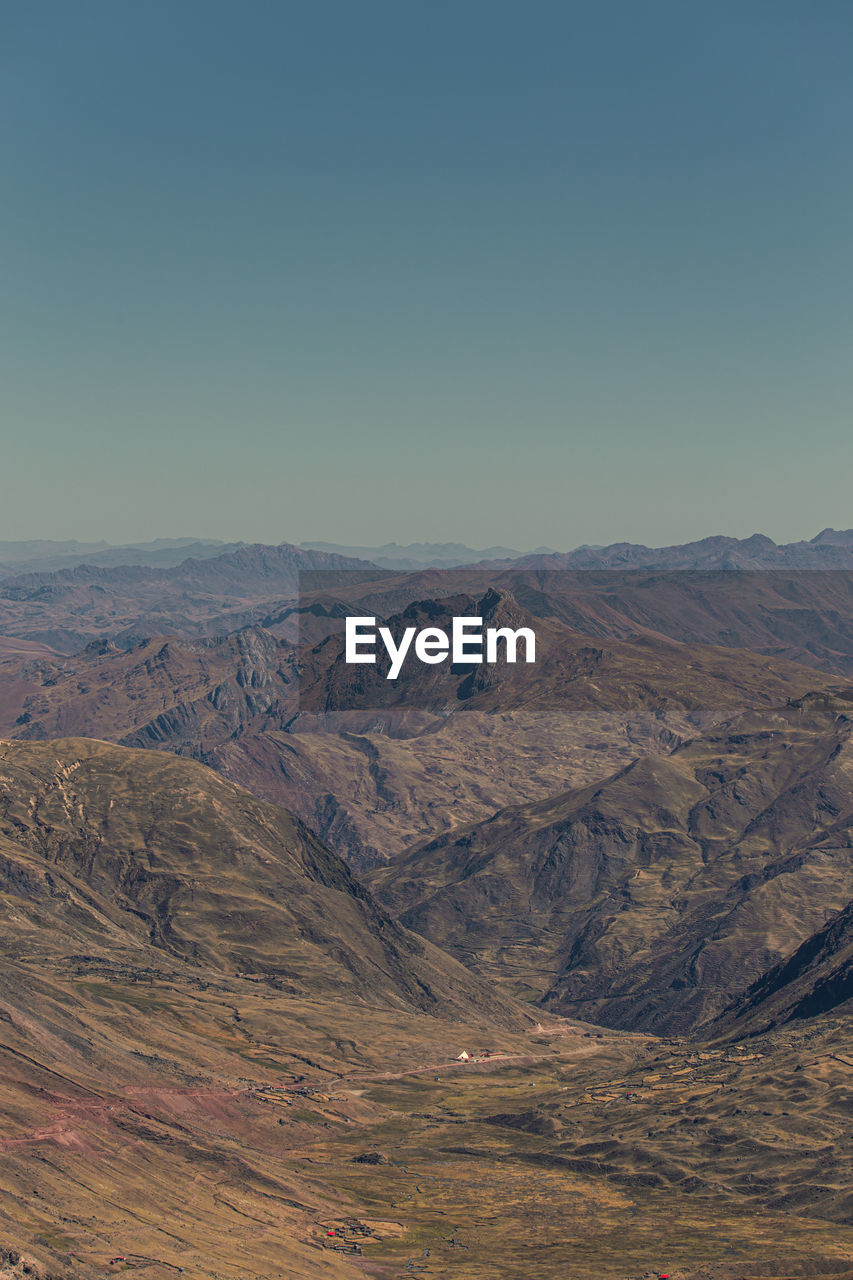 Scenic view of dramatic landscape against clear sky