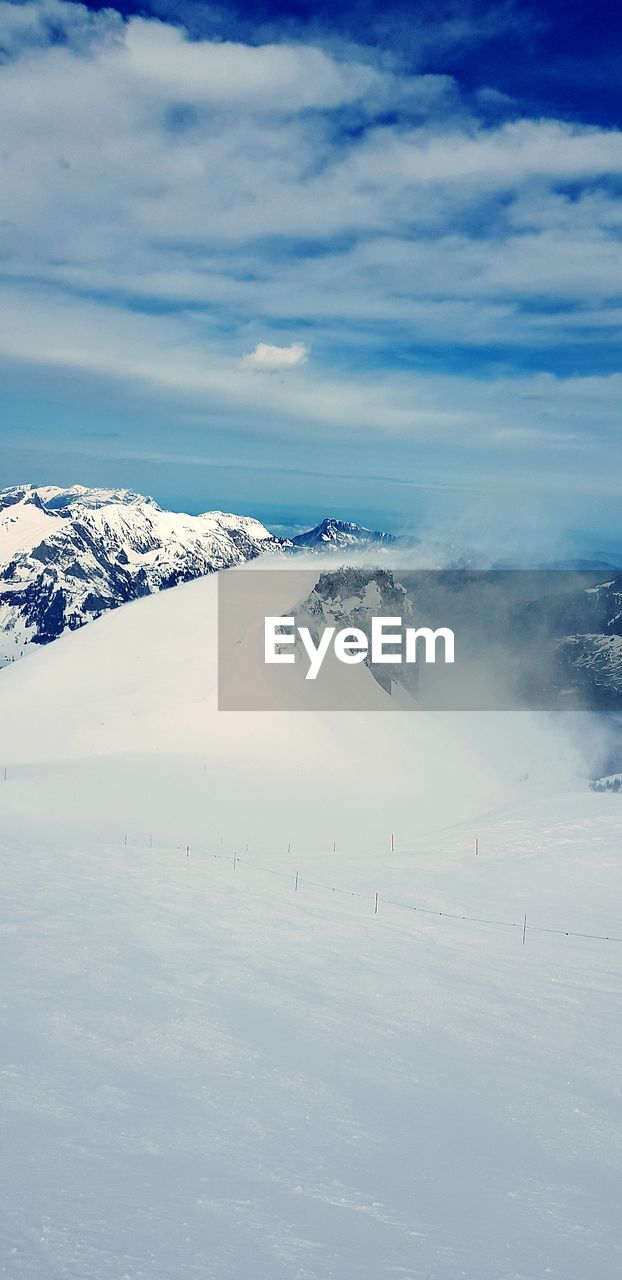 SNOWCAPPED MOUNTAIN RANGE AGAINST SKY