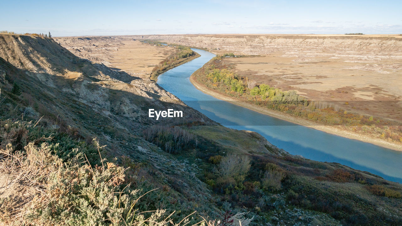 Canadian badlands desert like landscape, shot in drumheller, alberta, canada