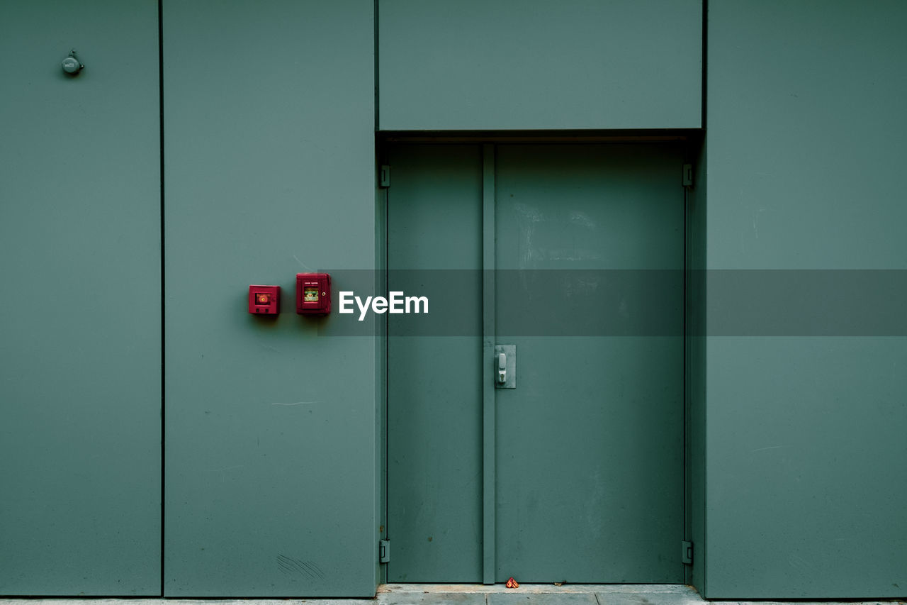 Closed door of building