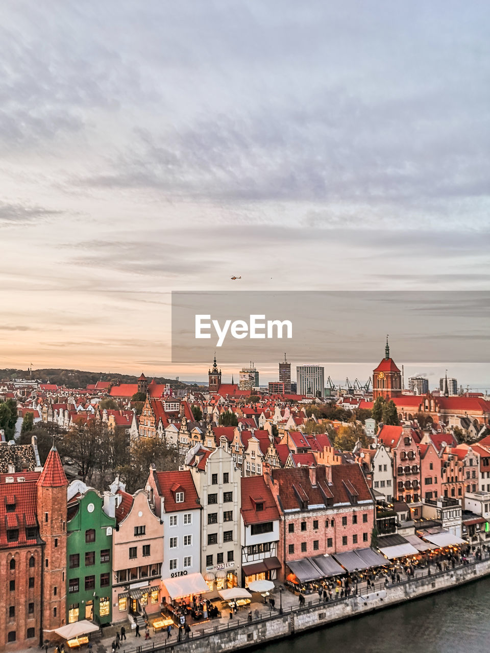 Aerial view of townscape against sky