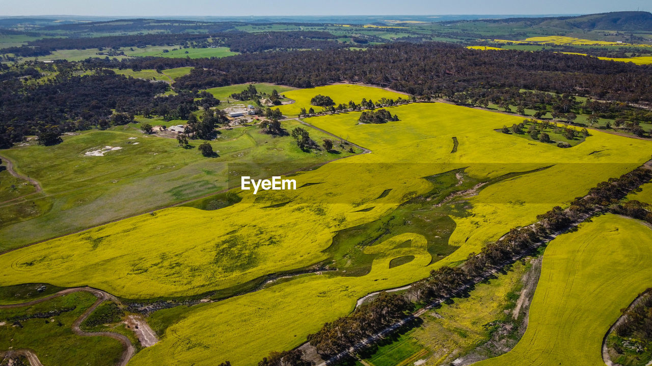 High angle view of field